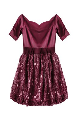 Pembe mini elbise dantelli etek beyaz bitti izole ile