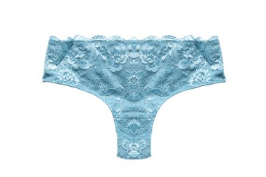 Beyaz bitti izole mavi dantelli tanga külot