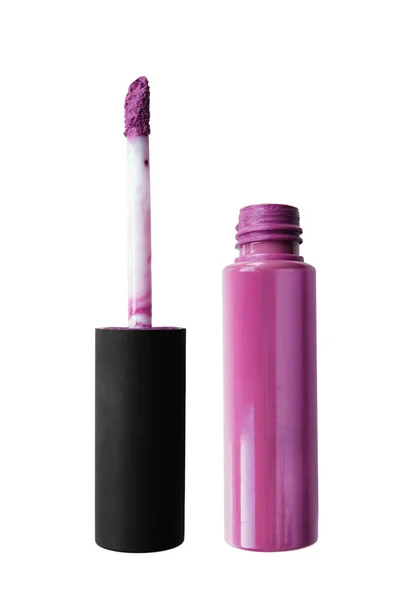 Magenta Roze Lipgloss Geopende Buis Witte Achtergrond — Stockfoto