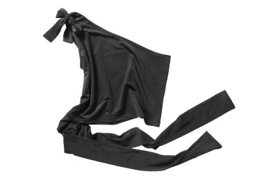 Beyaz bitti izole dantel ile buruşuk siyah ipek üst