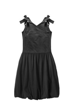 Siyah mini kolsuz elbise beyaz zemin üzerine alevlendi