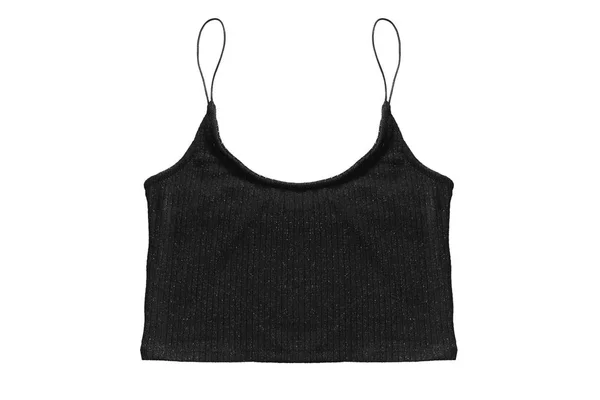 Schwarzes Gestricktes Crop Top Auf Weißem Hintergrund — Stockfoto