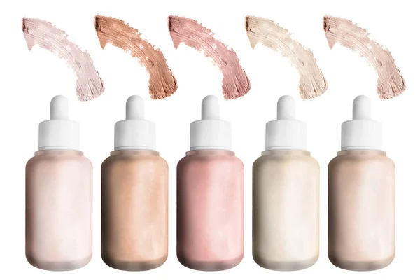 Paleta Mat Tekuté Nahé Concealers Izolované Bílém — Stock fotografie