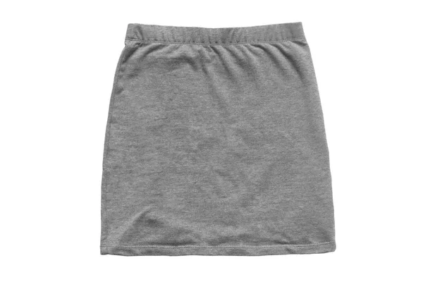 Grey Basic Cotton Mini Skirt Isolated White — Stock Photo, Image