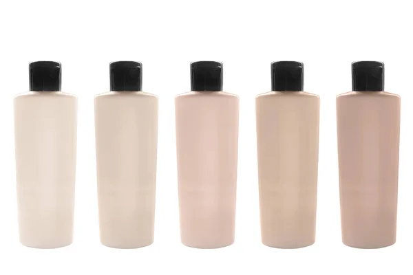 Paleta Botellas Tapete Líquido Aisladas Sobre Blanco —  Fotos de Stock