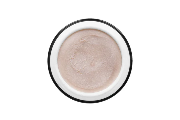 Crema Lucida Rosa Vaso Rotondo Aperto Isolato Bianco — Foto Stock