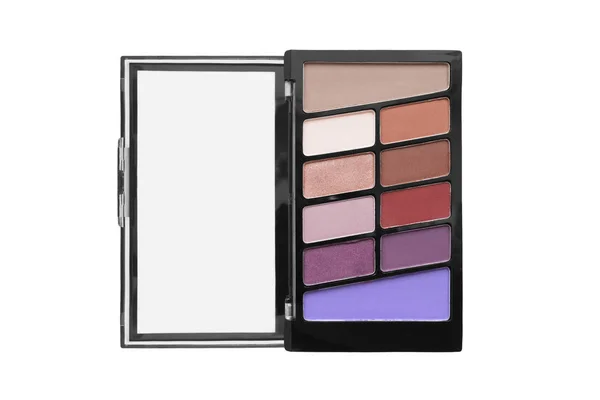 Paleta Nahé Béžové Fialové Eyeshadows Izolované Bílém — Stock fotografie