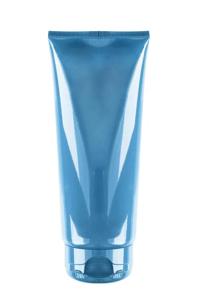 Прозрачная Синяя Косметическая Трубка Белом Фоне — стоковое фото