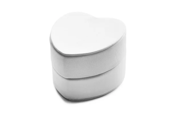 White Heart Shaped Jewel Box White Background — Stock Photo, Image