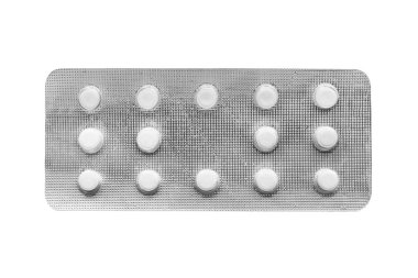 Beyaz arka plan üzerinde beyaz hap blister