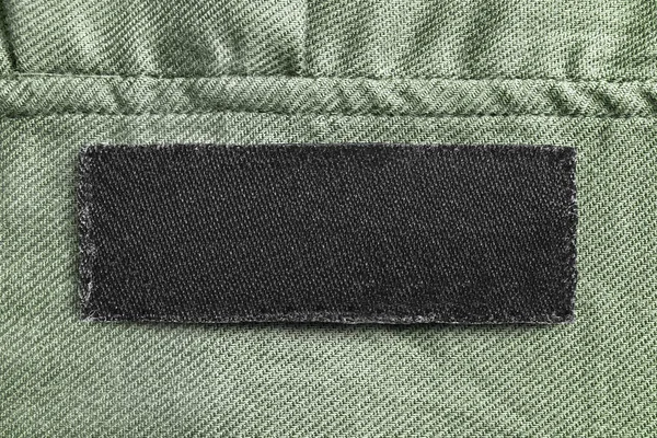 Černá Textilní Náplast Khaki Zelená Textilní Pozadí Closeup — Stock fotografie