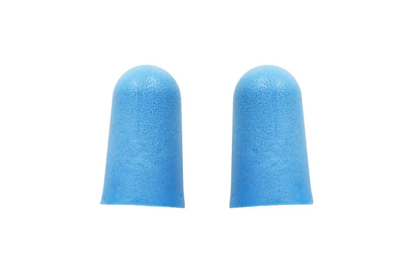 Pair Blue Earplugs White Background — Stock Photo, Image