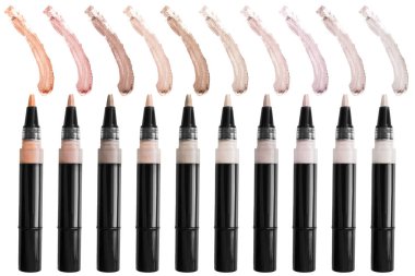 Palet sıvı kapatıcı ve beyaz bitti izole renk örnekleri