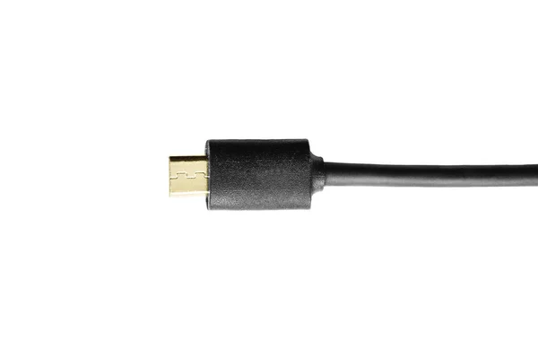 Kabel Micro Usb Černé Bílém Pozadí Closeup — Stock fotografie