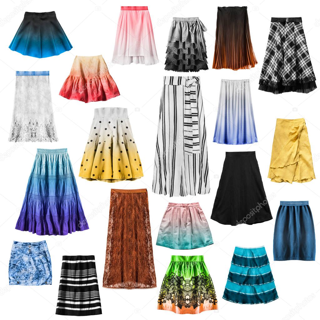 Group of skirts isolated