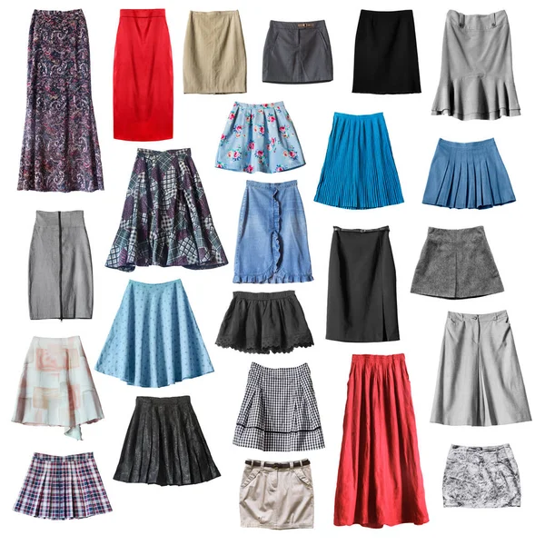 Colorful Mini Maxi Skirts Isolated White — Stock Photo, Image