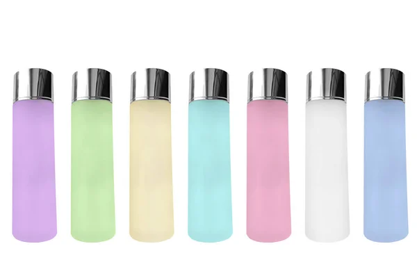 Bottiglie colorate isolate — Foto Stock