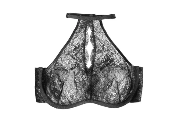 Black lacy bra isolated — Stock Photo, Image