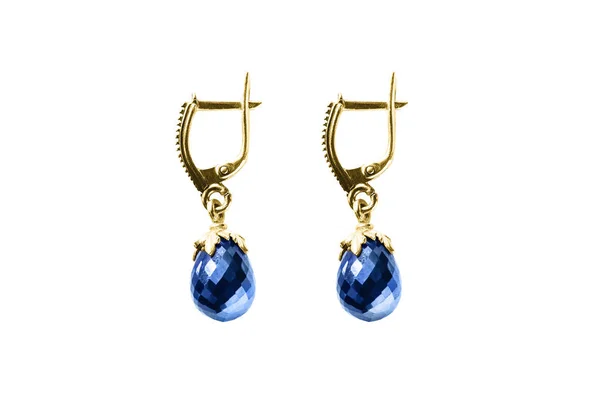 Sapphire earrings isolated Royalty Free Stock Photos