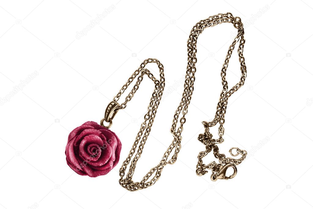 Rose necklace isolated