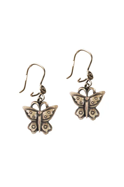 Butterfly earrings isolated — Stock Photo, Image