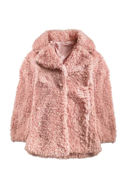 Pink fur coat isolated