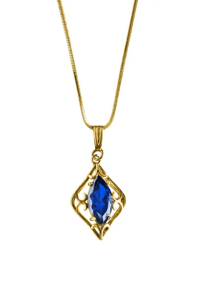 Blue gem pendant isolated — Stock Photo, Image