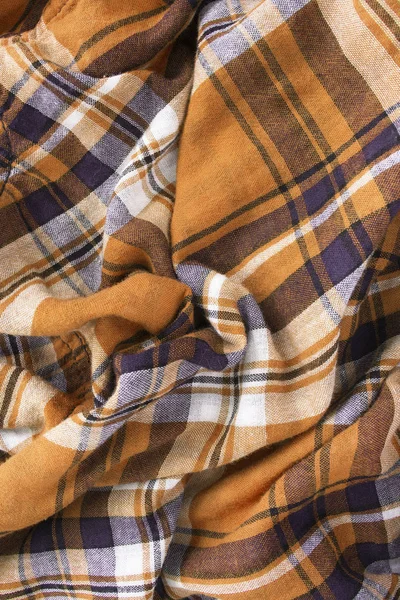 Crumpled tartan textile background — Stock Photo, Image