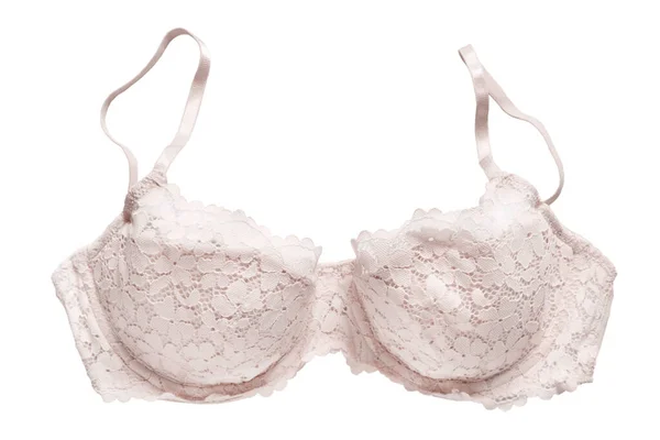 Rosa Lingerie Empurrar Para Cima Sutiã Isolado Sobre Branco — Fotografia de Stock