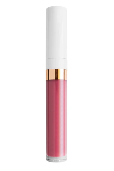 Roze Lipgloss Buis Geïsoleerd Wit — Stockfoto