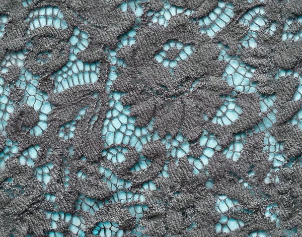 Seamless Texture Vintage Textile Black Lace Blue Background — Stock Photo, Image