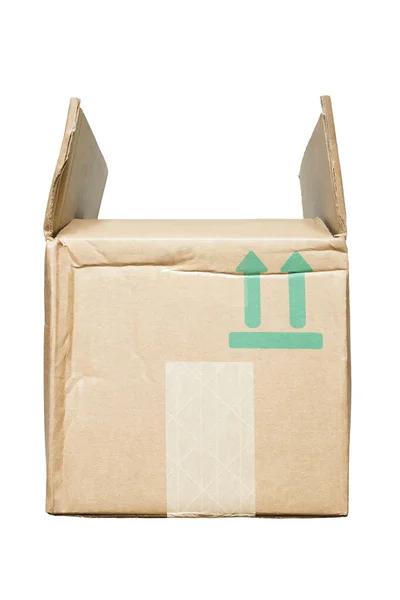 Opened Blank Carton Box Isolated White — Stock Photo, Image