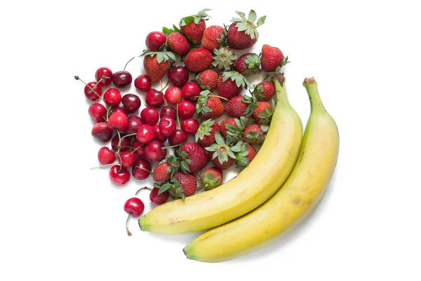 Bananas Bagas Vermelhas Fundo Branco — Fotografia de Stock