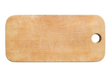 Beyaz üzerine izole edilmiş eski ahşap kesme tahtası