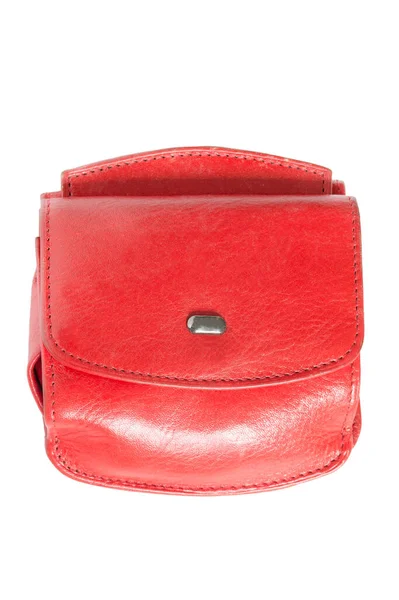 Sac Main Vintage Cuir Rouge Isolé Sur Blanc — Photo