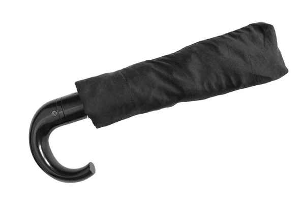 Housse Parapluie Automatique Pliée Noire Isolée Sur Blanc — Photo