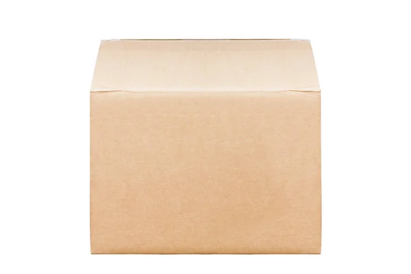 Beyaz Üzerine Izole Boş Kahverengi Karton Kutu — Stok fotoğraf