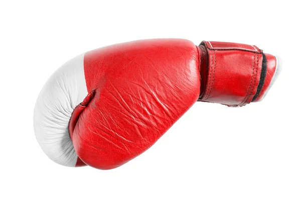 Röd Boxningshandske Isolerad Över Vitt — Stockfoto