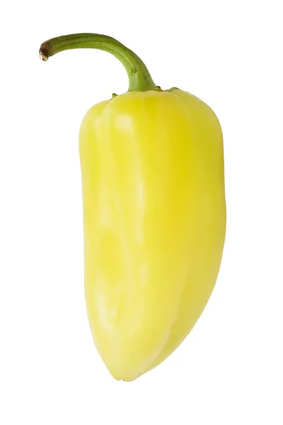 Świeża Surowa Żółta Papryka Wyizolowana Biało — Zdjęcie stockowe