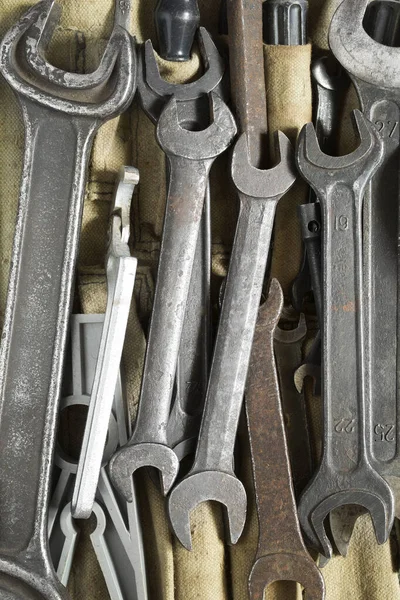 Lot Old Rusty Wrenches Closeup — Stock Photo, Image