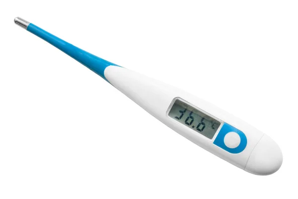 Digitale Thermometer Met Normale Lichaamstemperatuur Geïsoleerd Boven Wit — Stockfoto