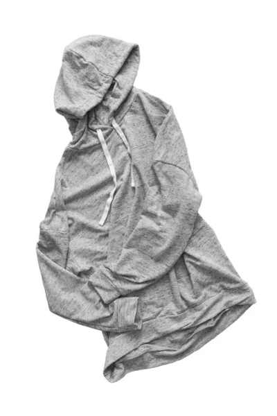 Γκρι Oversized Βαμβακερή Κουκούλα Απομονωμένη Πάνω Από Λευκό — Φωτογραφία Αρχείου