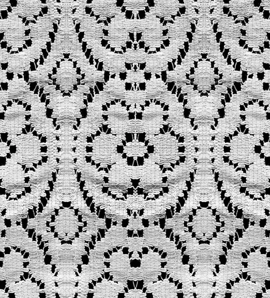 Naadloze Witte Textiel Kant Textuur Zwart Als Achtergrond — Stockfoto