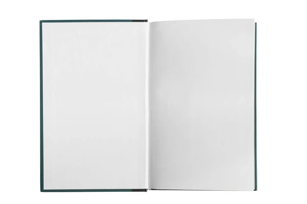 Ανοιγμένες Λευκές Σελίδες Βιβλίων Που Απομονώνονται Λευκό — Φωτογραφία Αρχείου