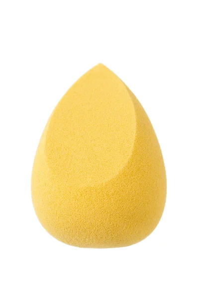 Żółta Gąbka Makijażu Izolowana Biało — Zdjęcie stockowe