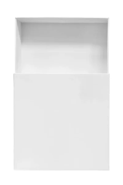 Empty white opened carton box isolated over white