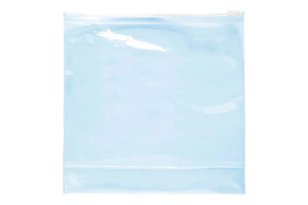 Paquete Cremallera Plástico Bue Vacío Aislado Sobre Blanco — Foto de Stock