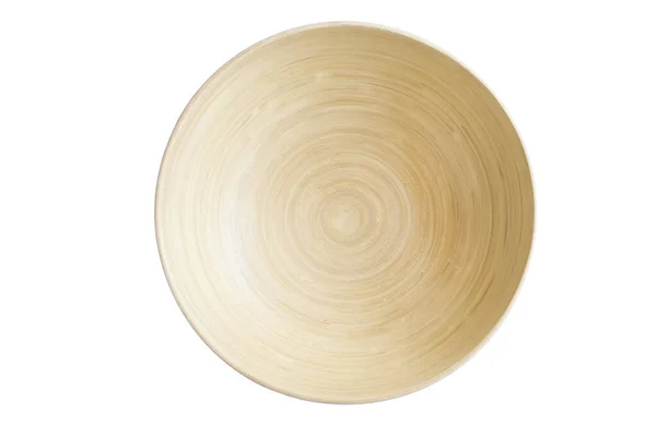 Piatto Vuoto Bambù Isolato Bianco — Foto Stock