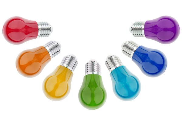 Colorful Light Bulbs Isolated White — Stock Photo, Image