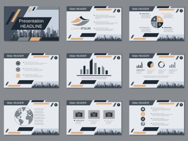 Profesyonel iş sunumu, slayt gösterisi vektör tasarım şablonu